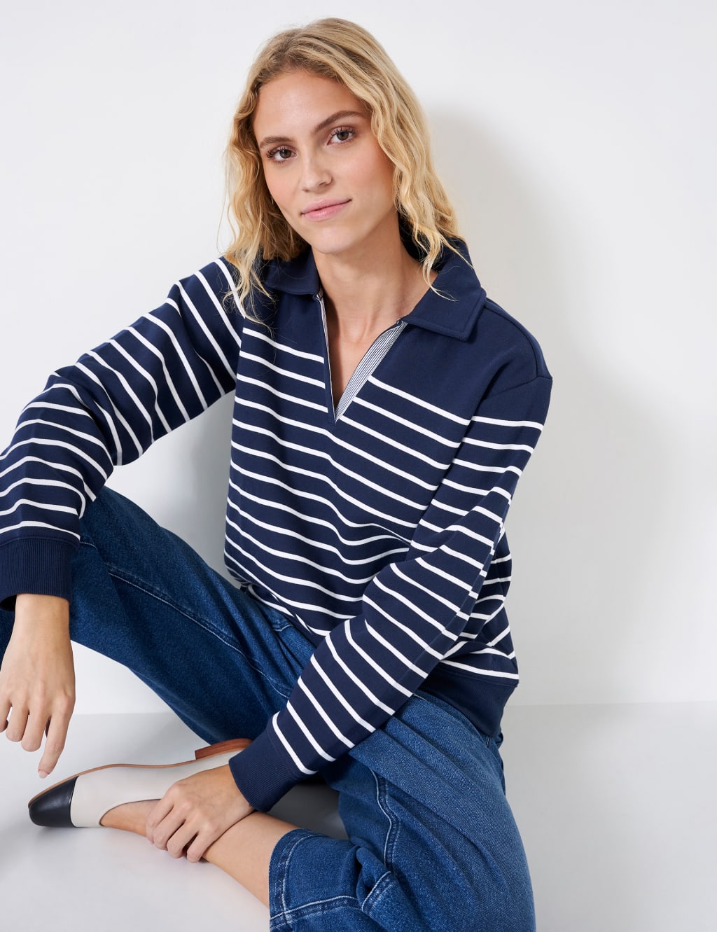 Cotton Rich Striped Sweatshirt image 1