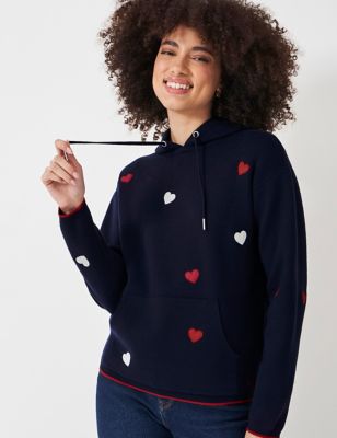 Crew Clothing Womens Embroidered Knitted Hoodie - 10 - Navy Mix, Navy Mix
