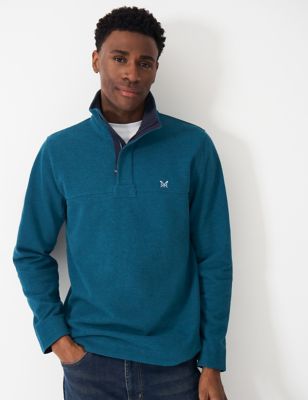 Crew Clothing Men's Pure Cotton Half Zip Sweatshirt - XXL - Aqua Mix, Aqua Mix