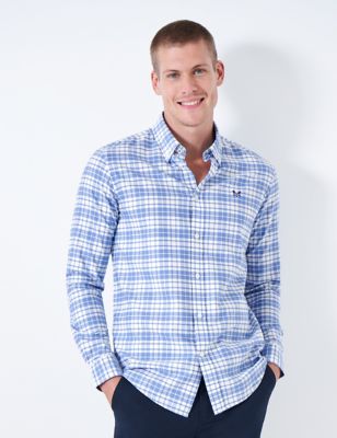 Crew Clothing Mens Pure Cotton Check Shirt - XL - Medium Blue Mix, Medium Blue Mix