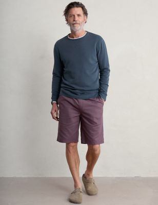 Seasalt Cornwall Men's Linen Blend Shorts - M - Purple, Purple,Brown