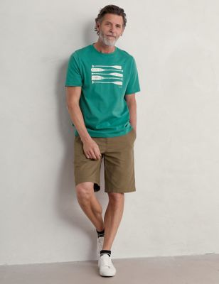 Seasalt Cornwall Mens Pure Cotton Paddle Graphic T-Shirt - Green Mix, Green Mix