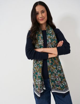Crew Clothing Womens Pure Modal Floral Scarf - Green Mix, Green Mix