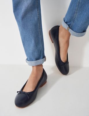 Crew Clothing Womens Leather Flatform Ballet Pumps - 40 - Navy, Navy