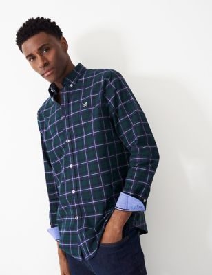 Crew Clothing Men's Pure Cotton Check Oxford Shirt - Navy Mix, Navy Mix