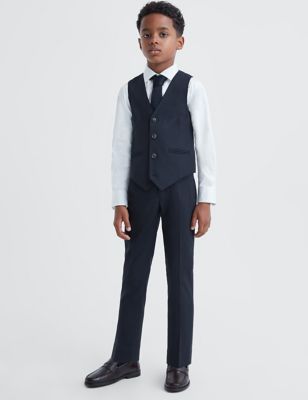 Reiss Boys Wool Blend Suit Waistcoat (3-14 Yrs) - 8-9 Y - Dark Blue, Dark Blue