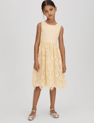 Reiss Girl's Lace Dress (4-14 Yrs) - 5-6 Y - Yellow, Yellow