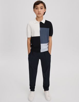 Reiss Boy's Cotton Blend Colour Block Polo Shirt (3-14 Yrs) - 13-14 - Blue, Blue