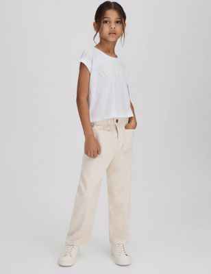 Reiss Girl's Pure Cotton T-Shirt (4-14 Yrs) - 4-5 Y - White, White
