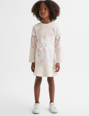 Reiss Girl's Cotton Rich Floral Dress (4-14 Yrs) - 5-6 Y - Pink, Pink