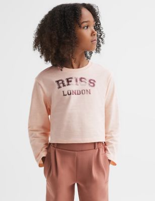 Reiss Girls Pure Cotton Sweatshirt (4-14 Yrs) - 13-14 - Pink, Pink