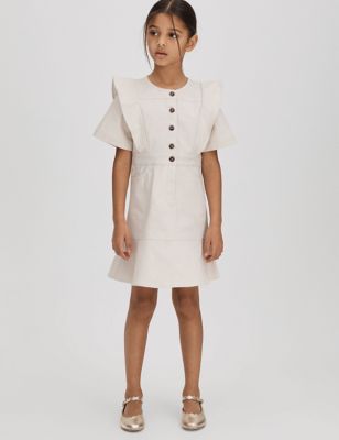 Reiss Girl's Pure Cotton Dress (4-14 Yrs) - 9-10Y - Stone, Stone