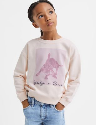 Reiss Girl's Cotton Rich Graphic Sweatshirt (4-14 Yrs) - 12-13 - Pink, Pink