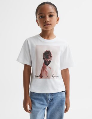 Reiss Girl's Pure Cotton Dog T-Shirt (4-14 Yrs) - 6-7 Y - White, White