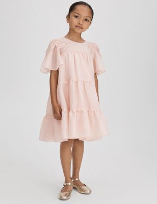 Reiss Girl's Tiered Dress (4-14 Yrs) - 7-8 Y - Pink, Pink