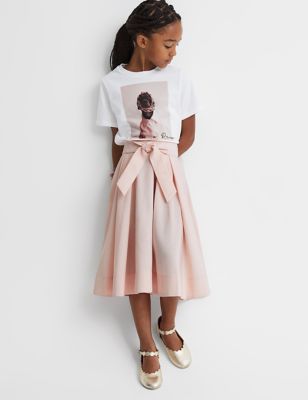 Reiss Girl's Midi Elasticated Waist Skirt (4-14 Yrs) - 6-7 Y - Pink, Pink