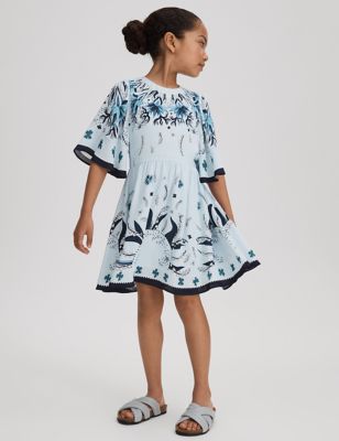 Reiss Girl's Floral Dress (4-14 Yrs) - 10-11 - Blue, Blue