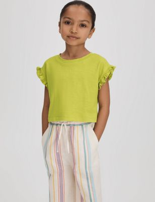 Reiss Girl's Pure Cotton T-Shirt (4-14 Yrs) - 6-7 Y - Green, Green