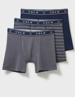 Crew Clothing Mens 3pk Cotton Rich Jersey Boxers - XL - Charcoal, Charcoal
