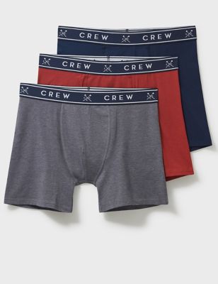 Crew Clothing Mens 3pk Cotton Rich Jersey Boxers - Berry, Berry