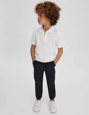 Reiss Boy's Cotton Rich Zip Polo Shirt (3-14 Yrs) - 10-11 - White, White