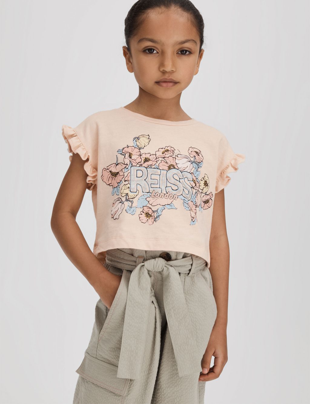 Pure Cotton Floral Frill T-Shirt (4-14 Yrs)