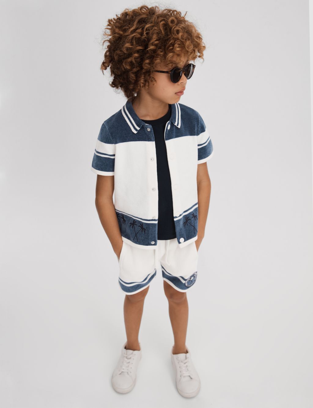 Striped Embroidered Badge Knitted Shirt (3-14 Yrs)