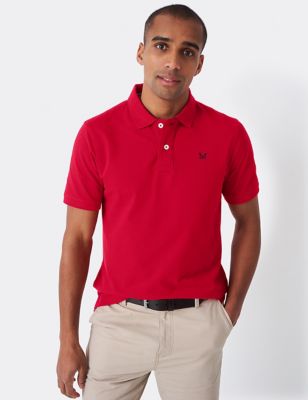 Crew Clothing Mens Pure Cotton Pique Polo Shirt - Dark Red, Dark Red