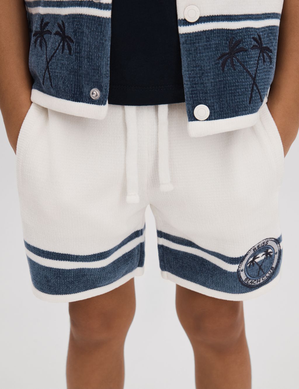 Striped Embroidered Badge Shorts (3-14 Yrs)