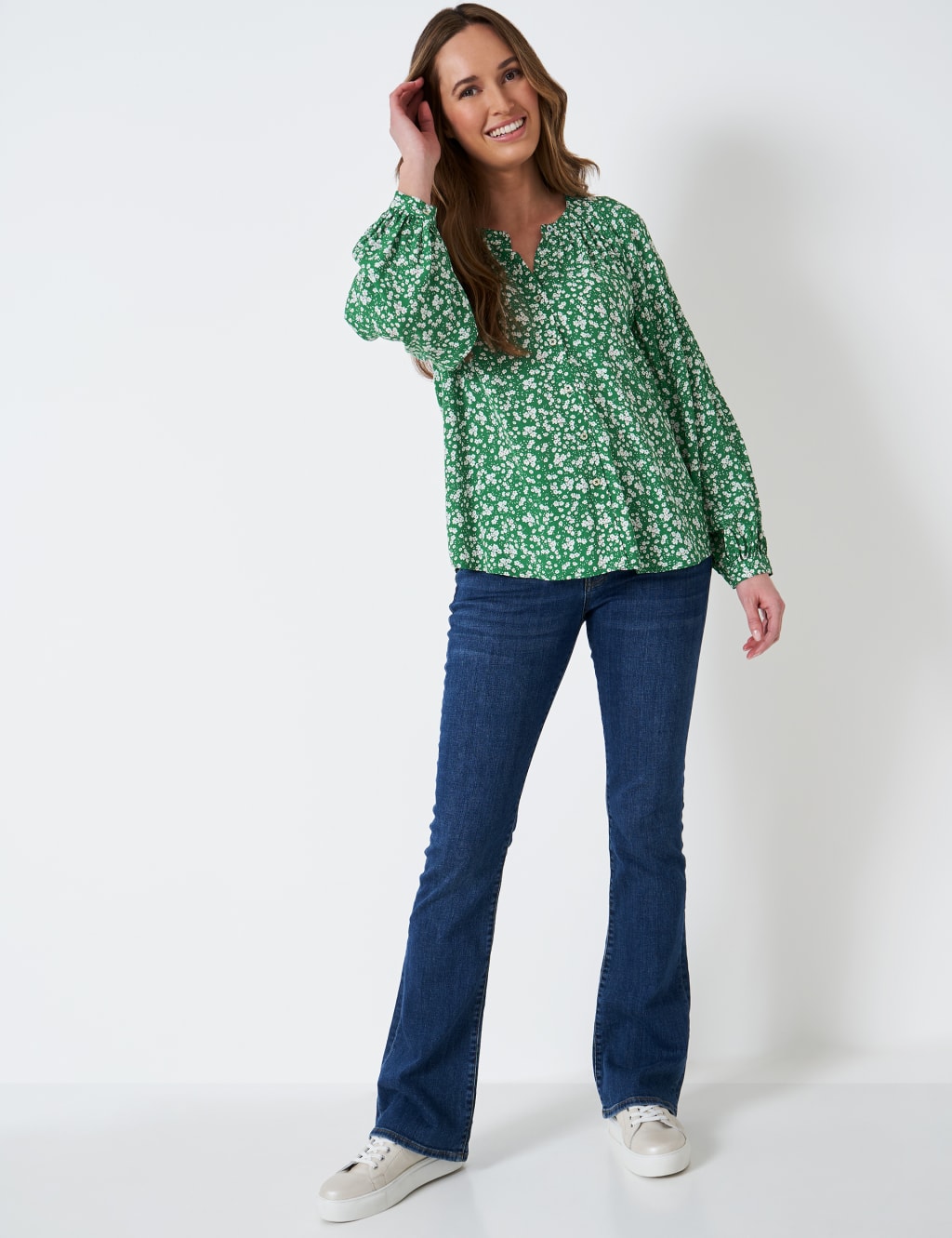 Ditsy Floral V-Neck Blouson Sleeve Blouse image 2
