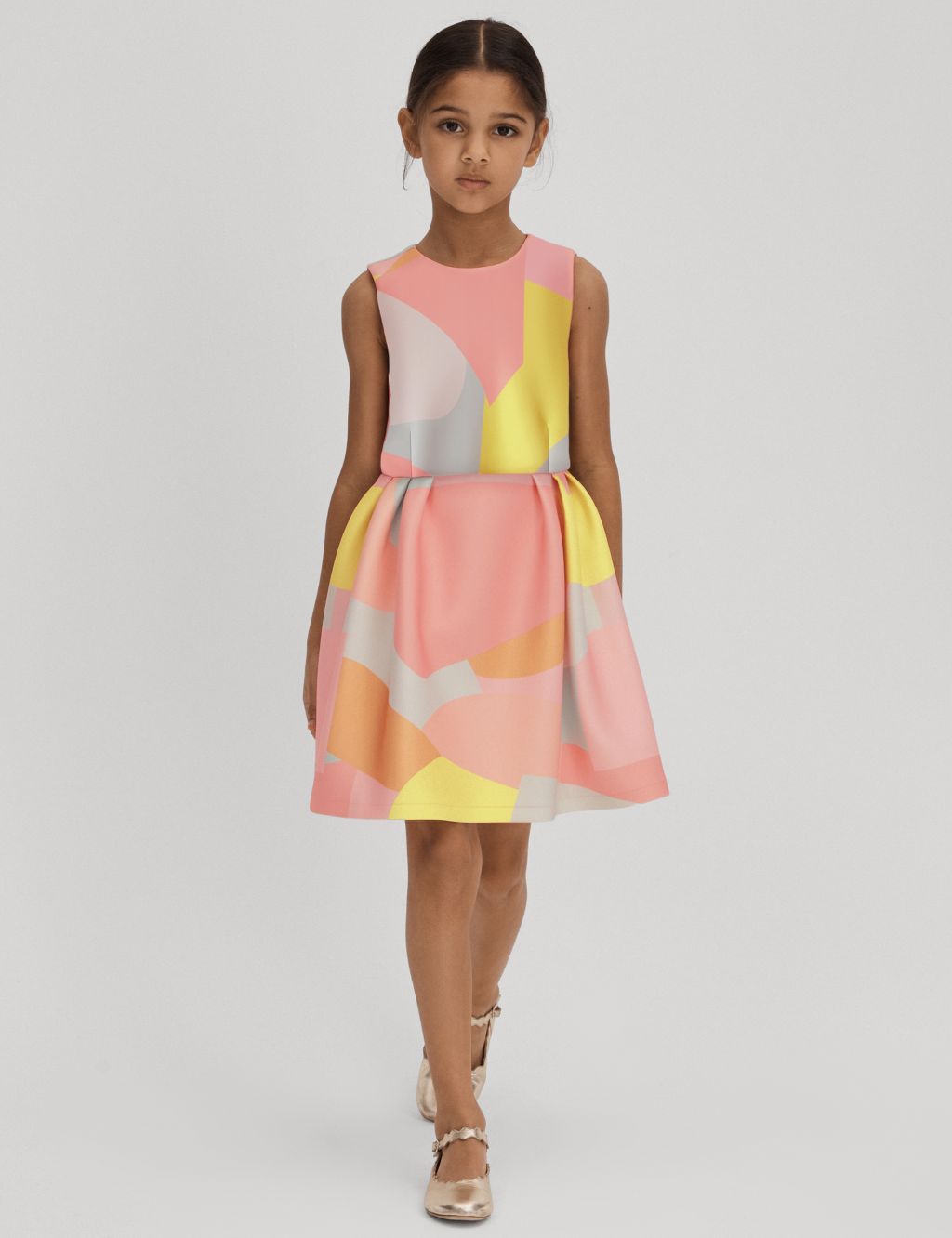 Abstract Print Occasion Dress (4-14 Yrs)