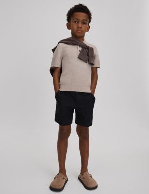 Reiss Boy's Pure Cotton Textured Polo Shirt (3-14 Yrs) - 6-7 Y - Natural, Natural