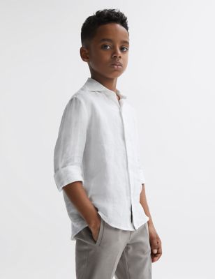 Reiss Boys Pure Linen Shirt (3-14 Yrs) - 10-11 - White, White