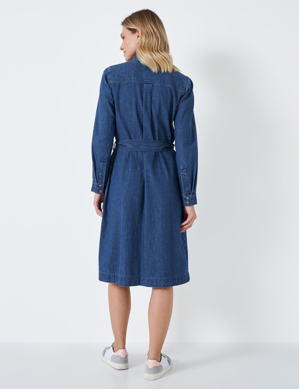 Denim Belted Midi Shirt Dress image 2