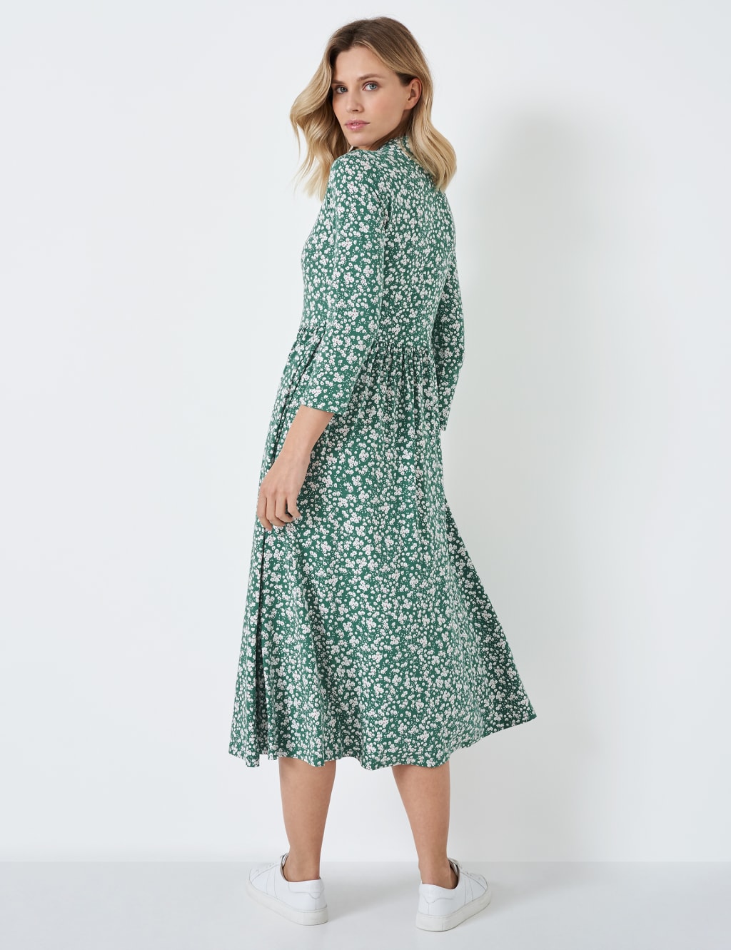 Floral V-Neck Button Through Midi Tea Dress image 2