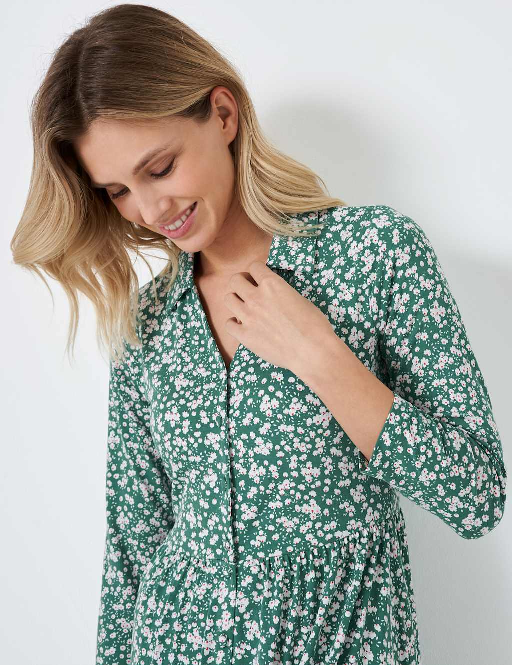 Floral V-Neck Button Through Midi Tea Dress image 3