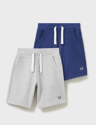 Crew Clothing 2pk Cotton Rich Shorts (3-12 Yrs) - 8-9 Y - Navy Mix, Navy Mix