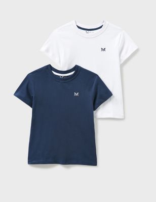 Crew Clothing 2pk Pure Cotton T-Shirts (3-12 Yrs) - 9-10Y - Navy Mix, Navy Mix