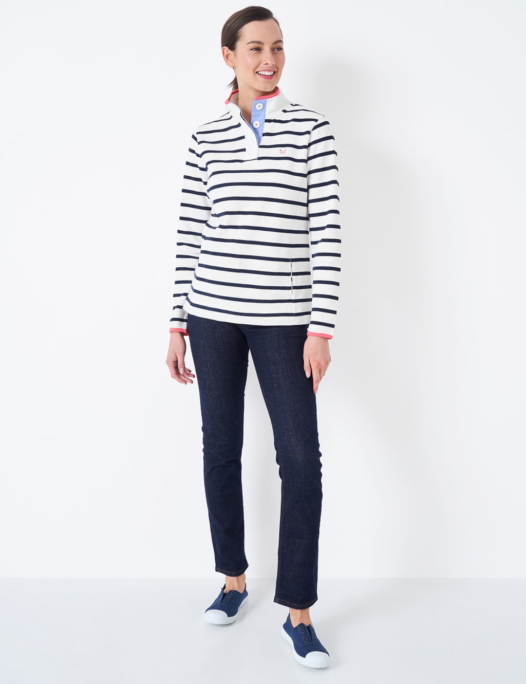 Pure Cotton Striped Funnel Neck Sweatshirt image 3