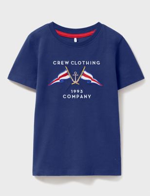 Crew Clothing Boy's Cotton Rich Embroidered Logo T-Shirt (3-12 Yrs) - 11-12 - Navy, Navy