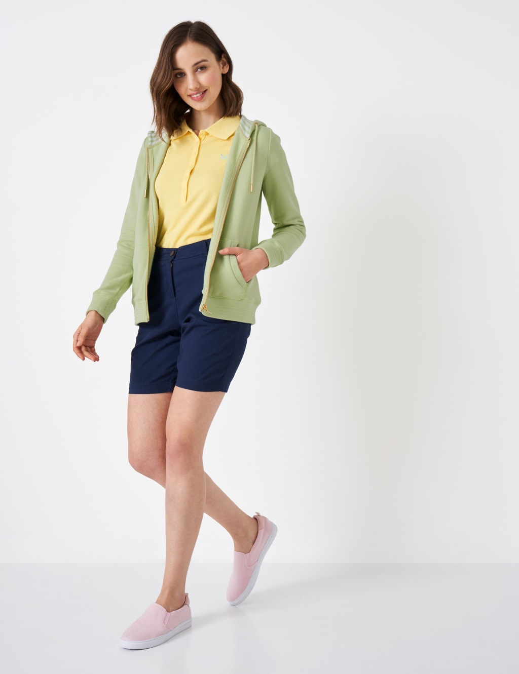 Cotton Rich Striped Zip Up Hoodie image 2