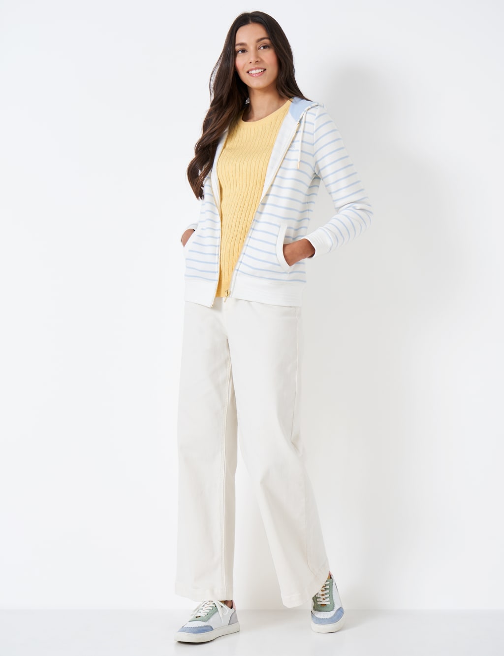 Cotton Rich Striped Zip Up Hoodie image 2