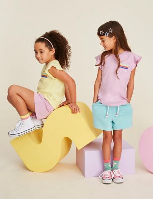 Crew Clothing Girls 2pk Pure Cotton T-Shirts (3-12 Yrs) - 7-8 Y - Lilac, Lilac,Pink Mix