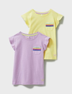 Crew Clothing Girls 2pk Pure Cotton T-Shirts (3-12 Yrs) - 7-8 Y - Lilac, Lilac