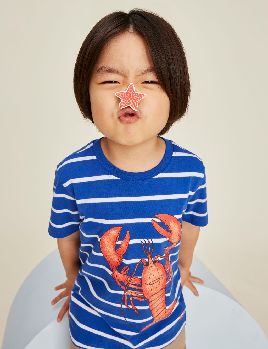 Pure Cotton Striped Lobster T-Shirt (3-9 Yrs)