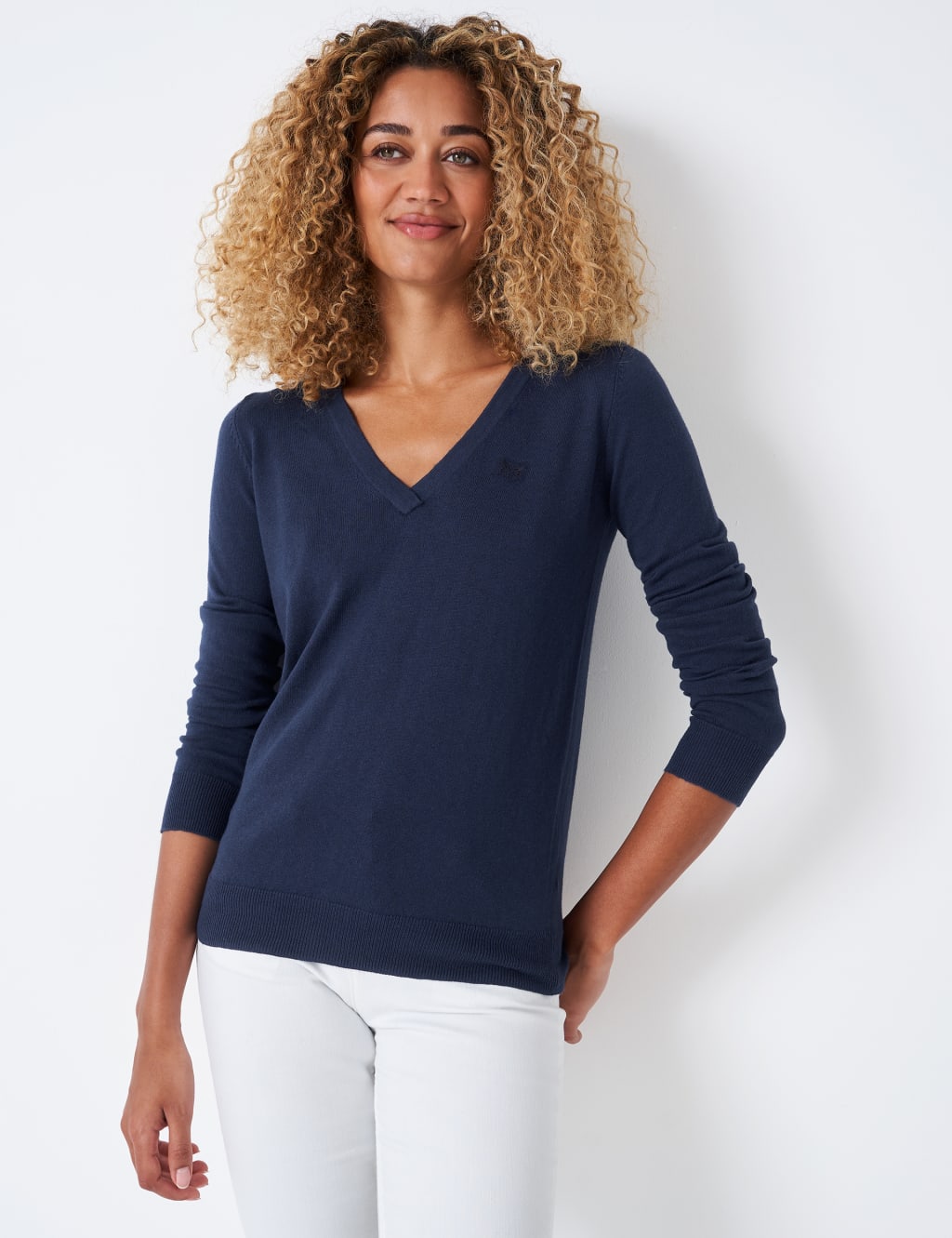 Cotton Rich V-Neck Jumper image 1