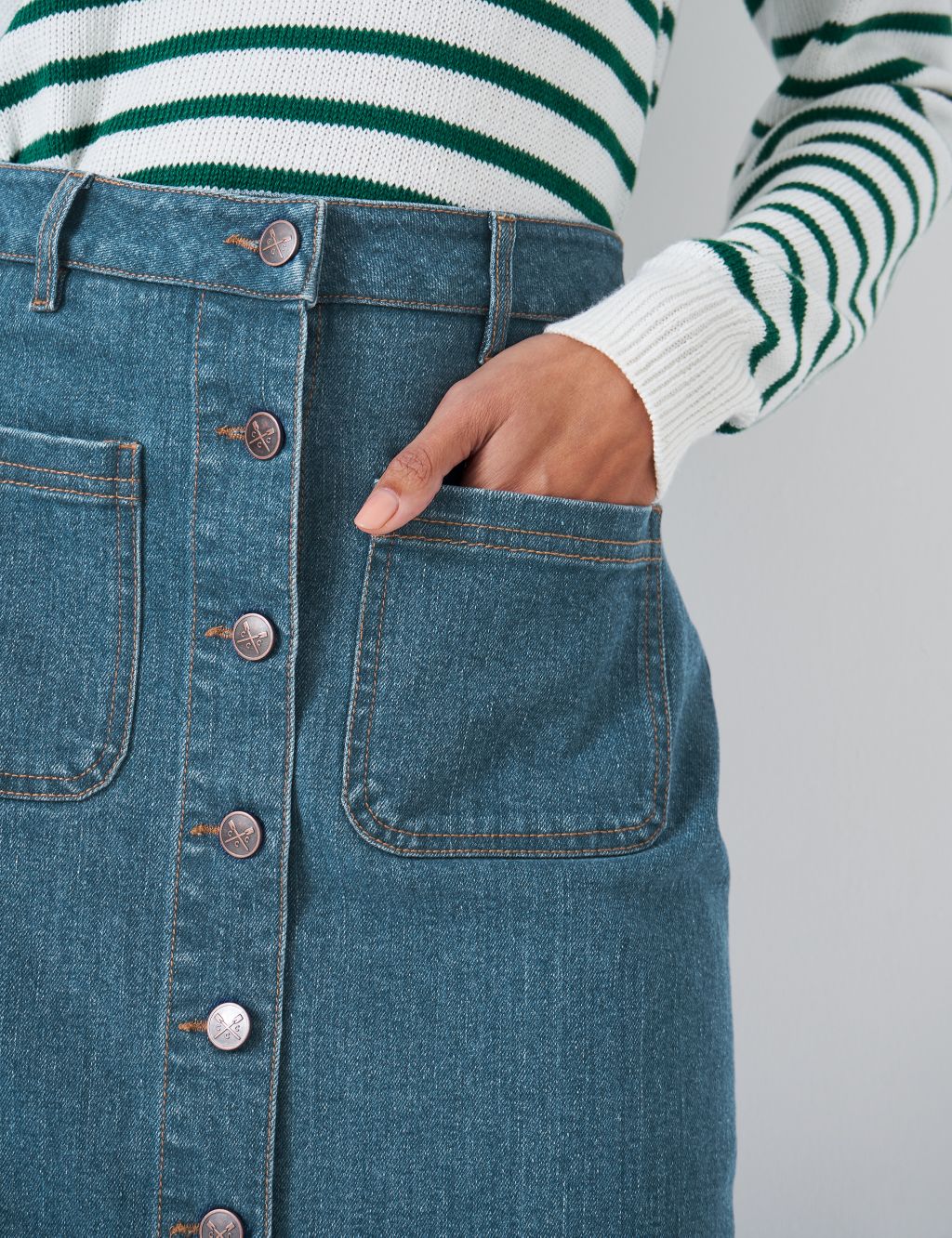 Denim Button Front Midi Skirt image 4
