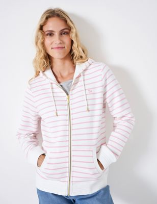Crew Clothing Women's Cotton Rich Striped Hoodie - 6 - Pink Mix, Pink Mix