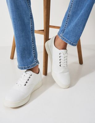 Crew Clothing Womens Canvas Lace Up trainers - 38 - White, White,Navy