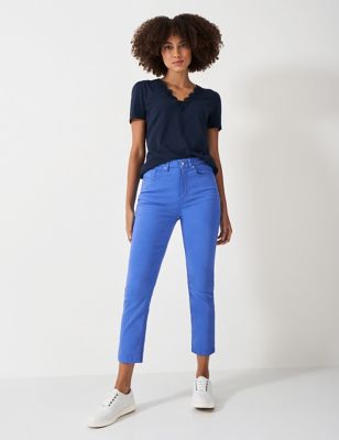Crew Clothing Womens Mid Rise Skinny Cropped Jeans - 10 - Cobalt, Cobalt,Khaki,White,Light Pink
